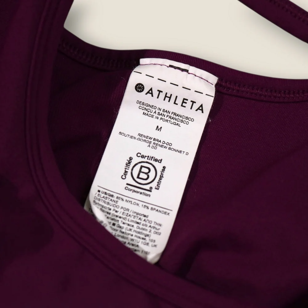 Athleta Renew Bra Size Medium Purple Burgundy Light Impact C Cup Yoga Pilates - Picture 7 of 7